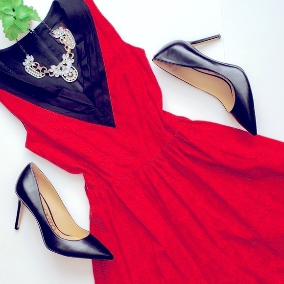 Modcloth Folter Sugar Skull Red Pin Up Sleeveless Fit Flare Dress Day of Dead S - Picture 2 of 8